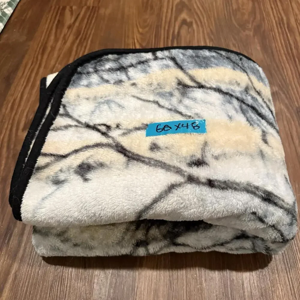 Vintage 80s/90s RARE Al Agnew Snowy Wolves Wolf‎ Art Fleece Throw Blanket 60x48